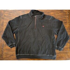 Tommy Bahama 1/4 Zip Pullover Sweater Men’s XXL Black Long Sleeve Red Marlin